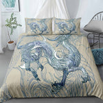 Sängkläder Med Ljusblå Orientalisk Drake