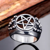 Ring Drakklo Med Pentagram Stål